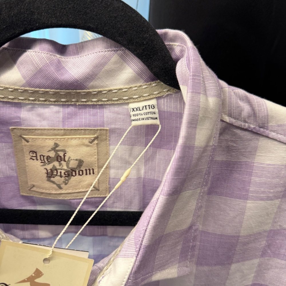 Lavender Checkered Men's Casual Shirt - Picture 4 of 4